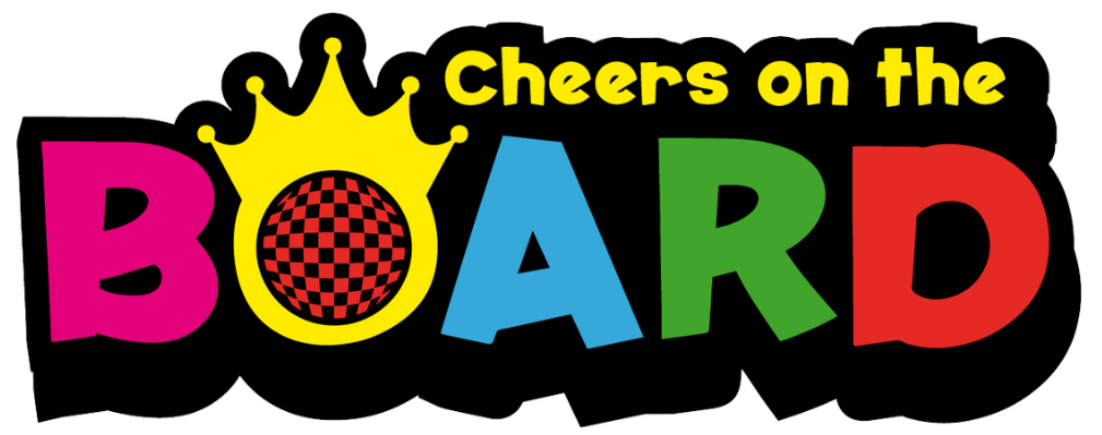 Cheers on the Board logo with vibrant colors of pink, yellow. blue, green, and red